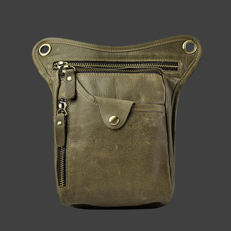 Head Layer Of Oil Wax Dermis Leg and Waist Strap Bag