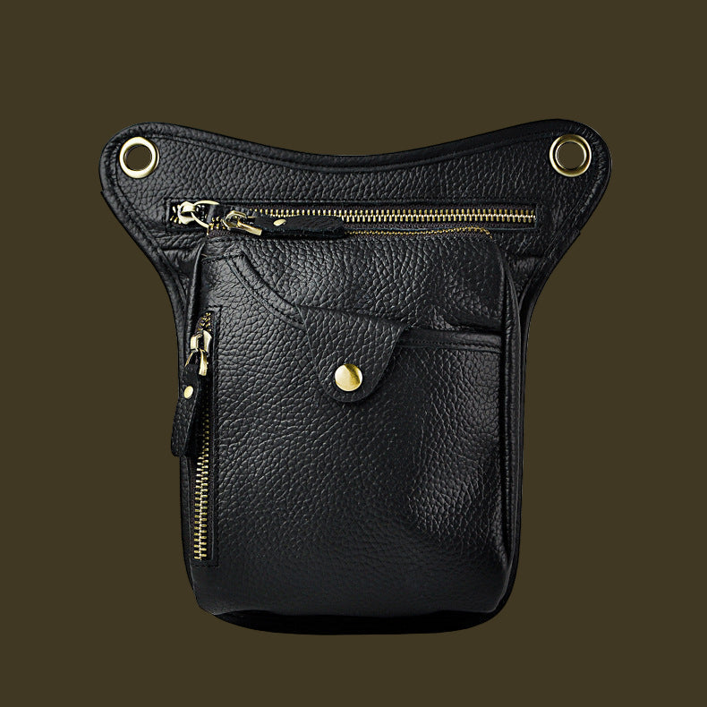 Head Layer Of Oil Wax Dermis Leg and Waist Strap Bag