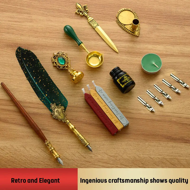 Antique Feather Pen Set
