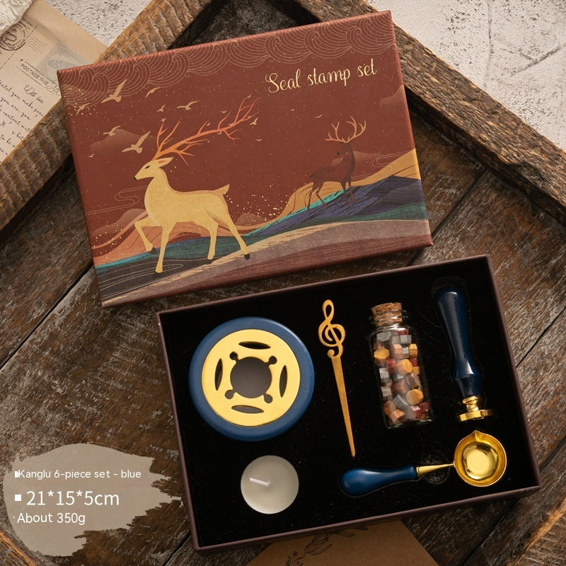 Sealing Wax Seal Set Retro Elk Gift Box Wooden Handle