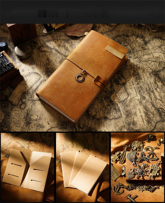 Travel Notebook Cowhide Leather Diary Vintage