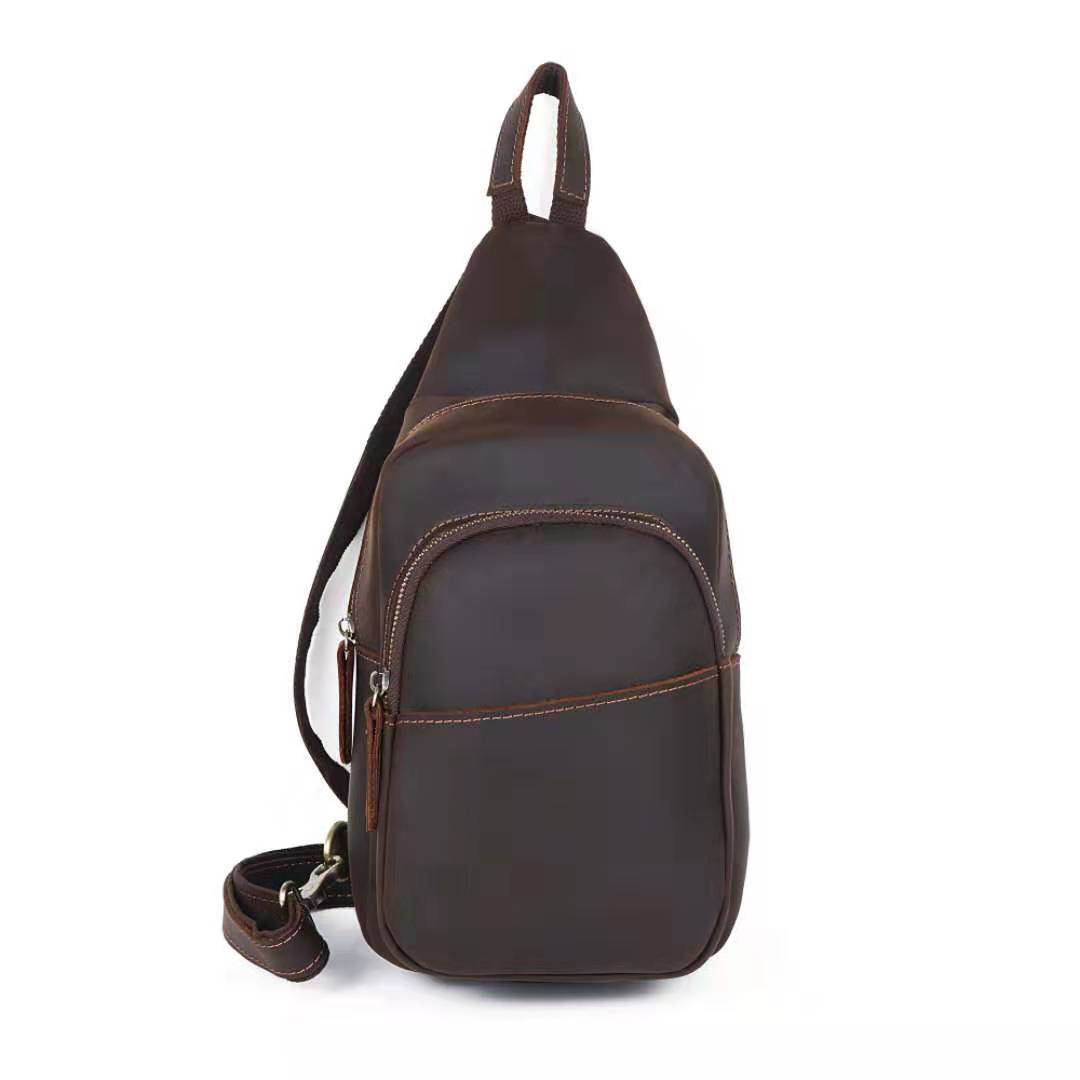 Horse Leather Chest Bag Leather Shoulder Messenger Bag