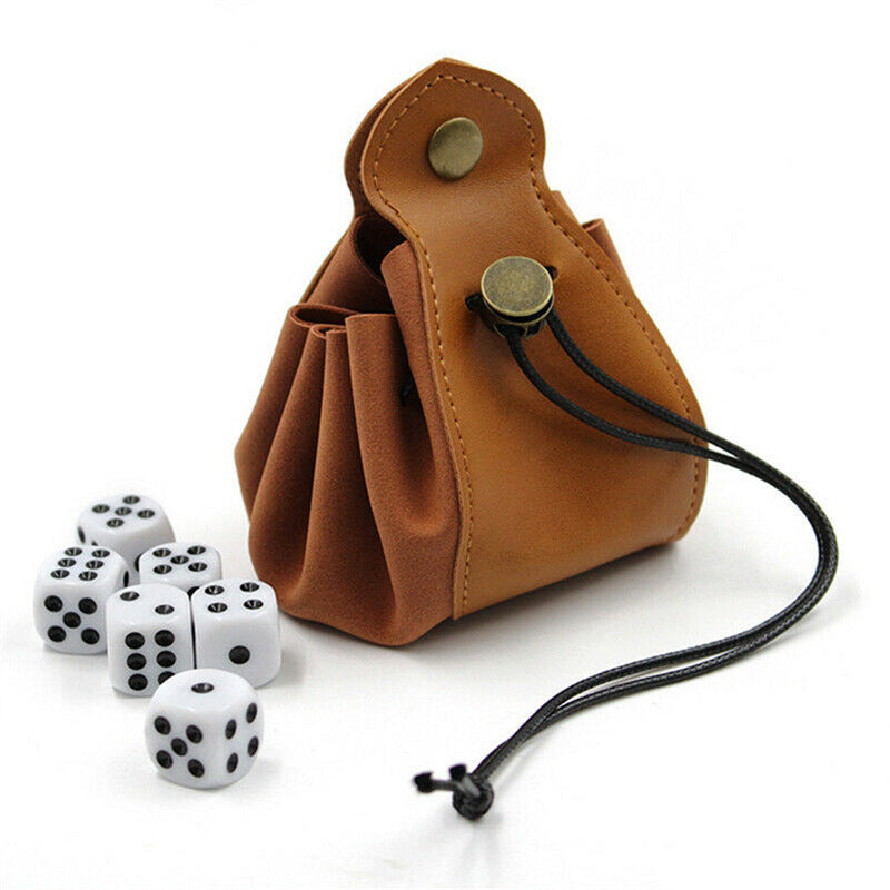 Leather Game Organizer Drawstring Pouch