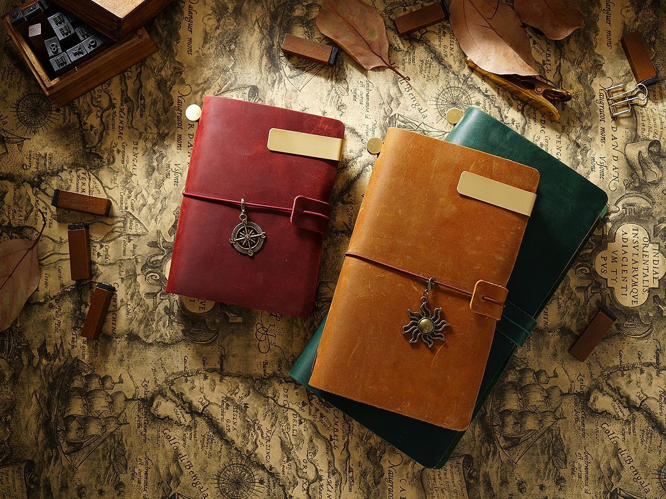 Travel Notebook Cowhide Leather Diary Vintage