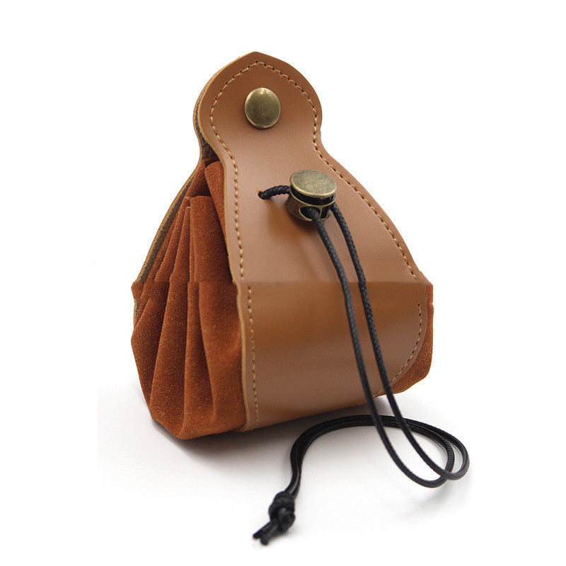 Leather Game Organizer Drawstring Pouch