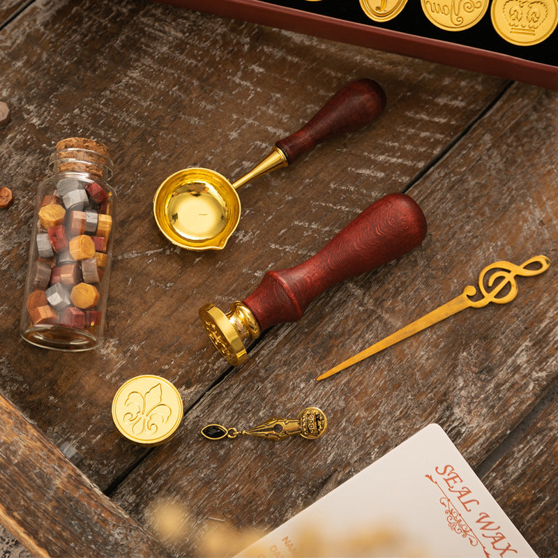 Sealing Wax Seal Set Retro Elk Gift Box Wooden Handle