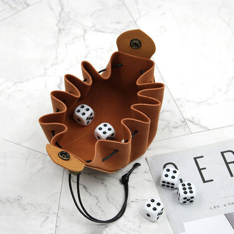 Leather Game Organizer Drawstring Pouch